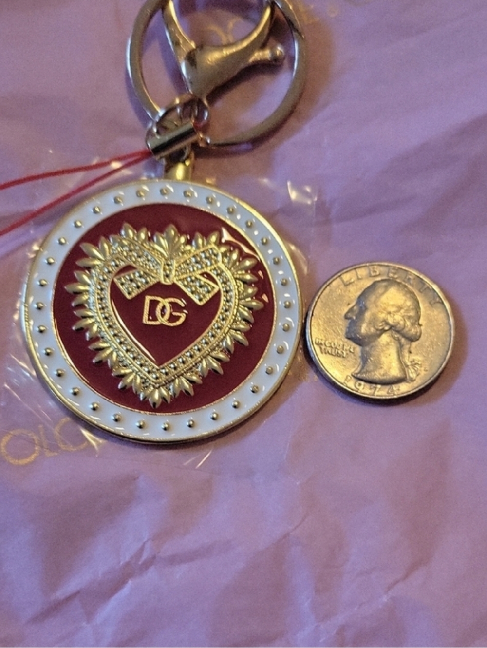 Dolce & Gabbana Red and Gold Heart Charm Key & Card Holder - Picture 6 of 10